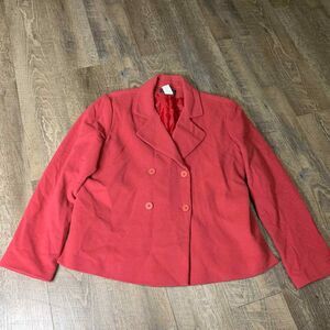 Herman Geist Blazer Jacket‎ Womens Size 14 Pink Wool Blend Double Breasted